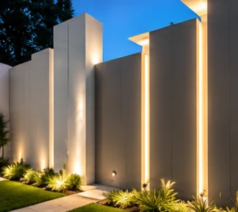 Fachada con iluminación exterior