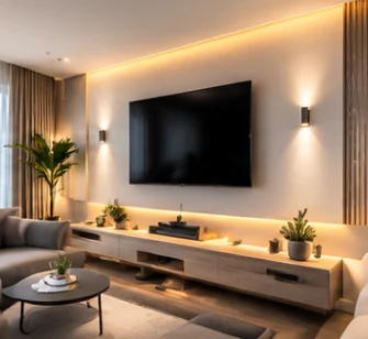 Sala con iluminación cálida